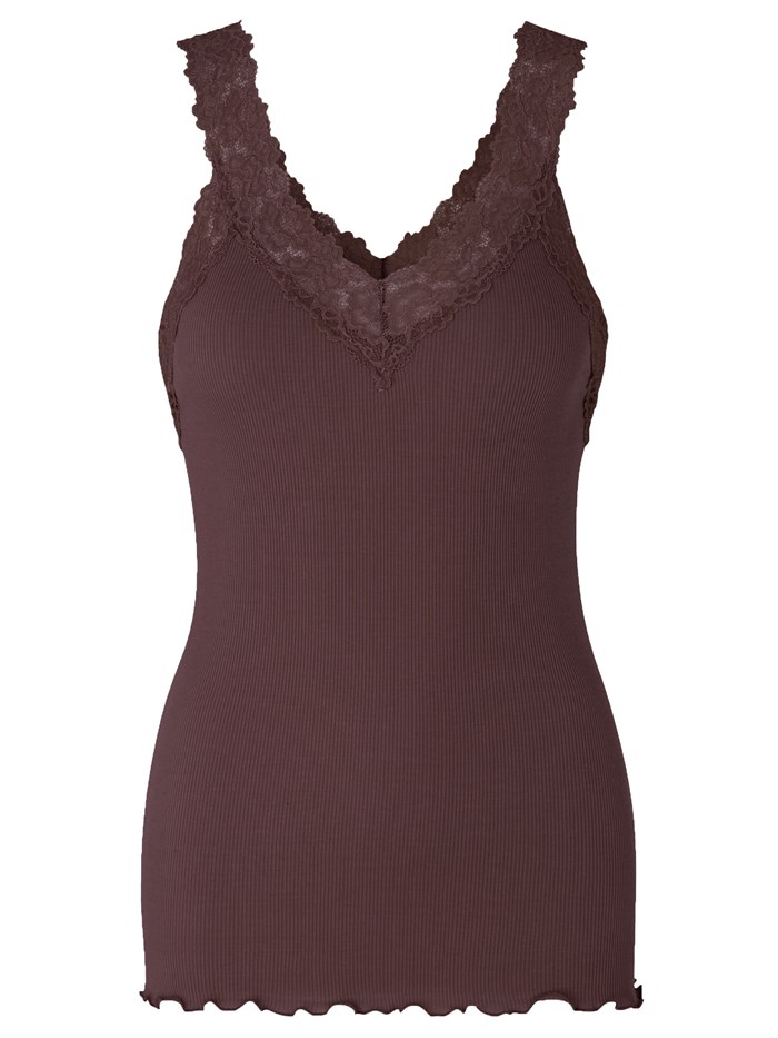 Rosemunde organic top w/lace - Black brown