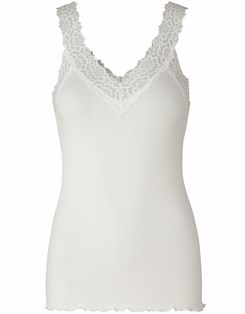 Rosemunde organic top w/lace - Ivory