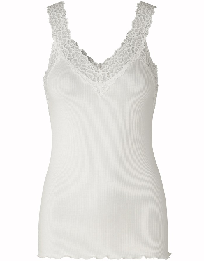 Rosemunde organic top w/lace - Ivory