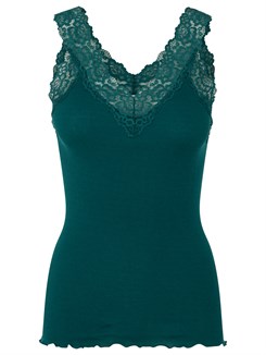 Rosemunde organic top w/lace - Dark Teal