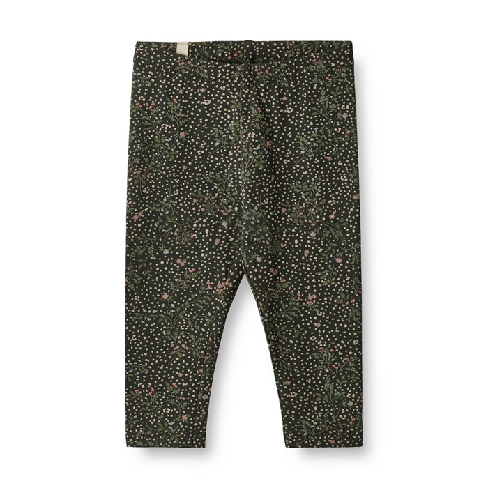 Wheat Jersey leggings Jules - Black coal small flowers