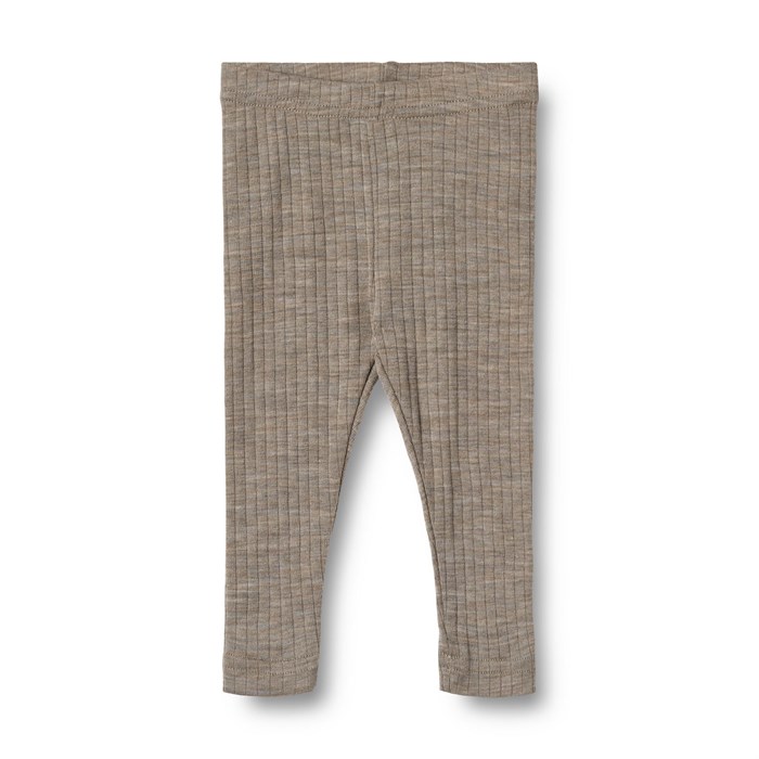 Wheat wool/Silk leggings Agi - Khaki melange