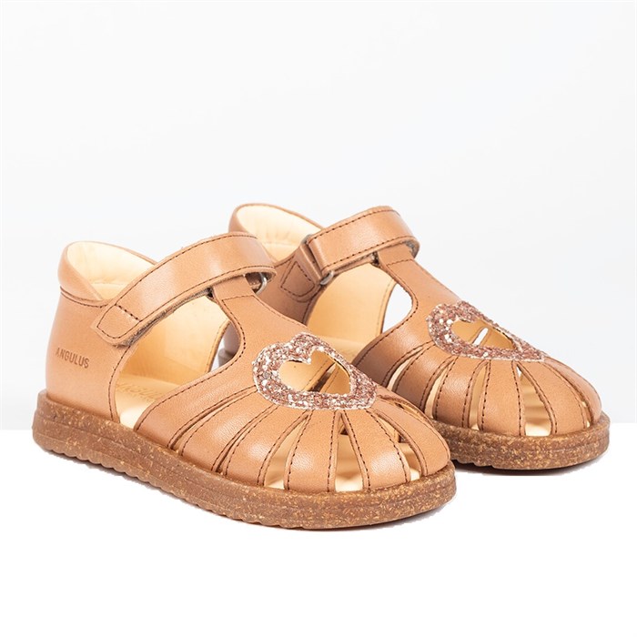 Angulus Hjerte sandal (smal til normal pasform) - Almond/Maple Glitter