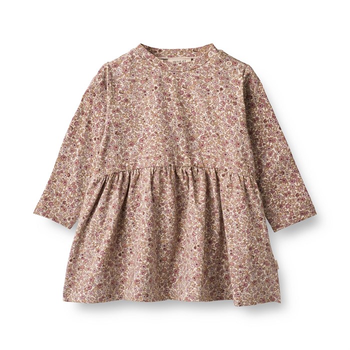 Wheat jersey dress Sessa - Grey rose flowers