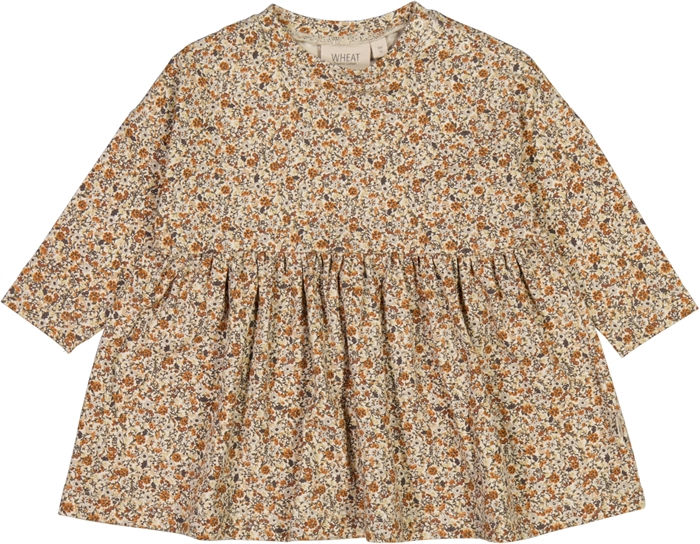 Wheat jersey dress Emmy - Porcelain flowers