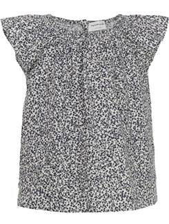 Rosemunde top med sommerfugleærmer - Ivory petit floral print