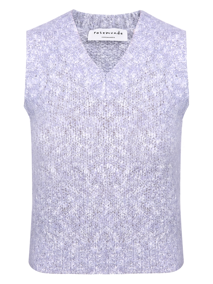 Rosemunde strik vest - Arctic blue melange