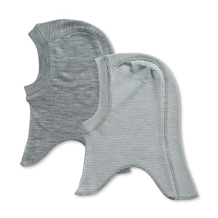 Wheat wool balaclava Felix 2-pak - Cloudy sky stripe