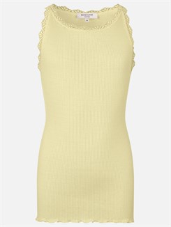 Rosemunde Silk top regular w/ lace - Lemon creme