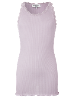 Rosemunde Silk top regular w/ lace - Lavender frost