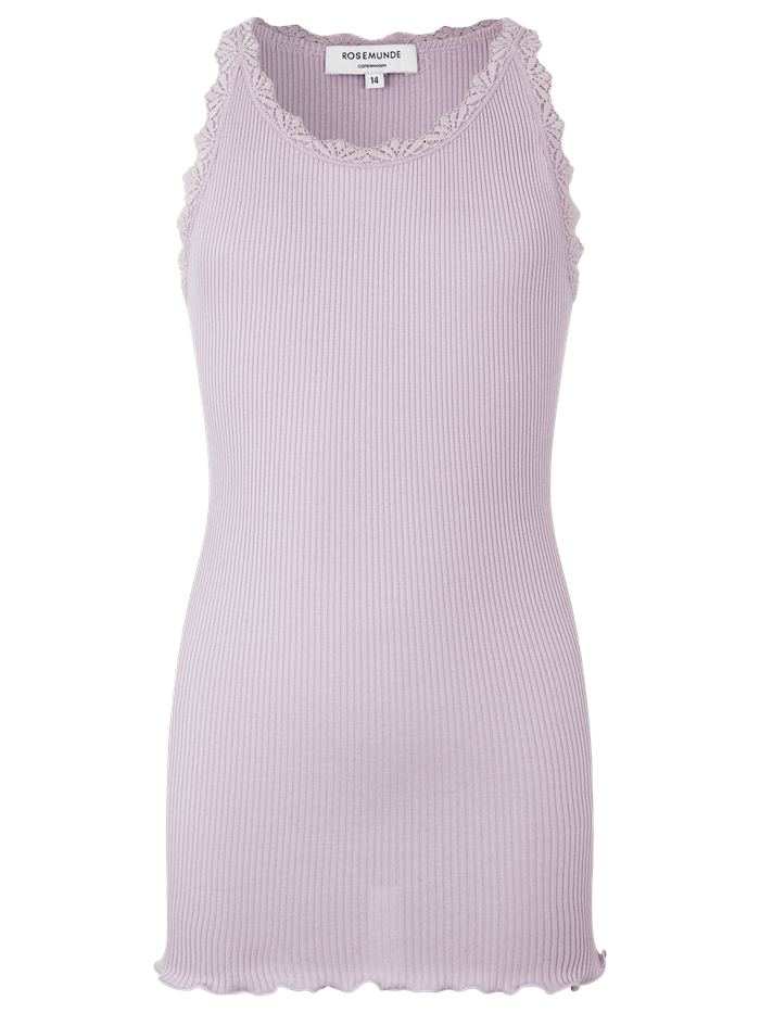 Rosemunde Silk top regular w/ lace - Lavender frost