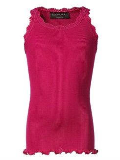 Rosemunde Silk top regular w/ lace - Crimson