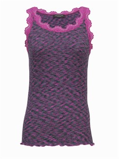 Rosemunde Silk top regular w/ lace - Deep sea space dye