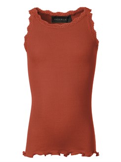 Rosemunde Silk top regular w/ lace - Paprika