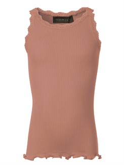 Rosemunde Silk top regular w/ lace - Burnt coral