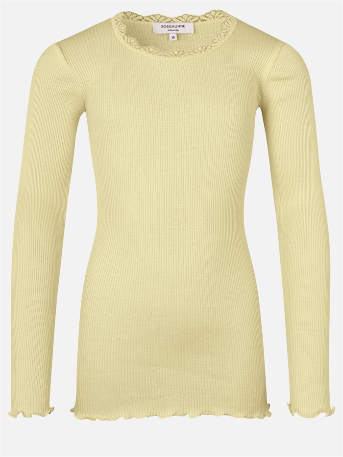 Rosemunde Silk t-shirt regular LS w/lace - Lemon creme