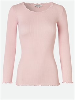 Rosemunde Silk t-shirt regular LS w/lace - Lotus pink