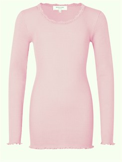 Rosemunde Silk t-shirt regular LS w/lace - Soft Rose