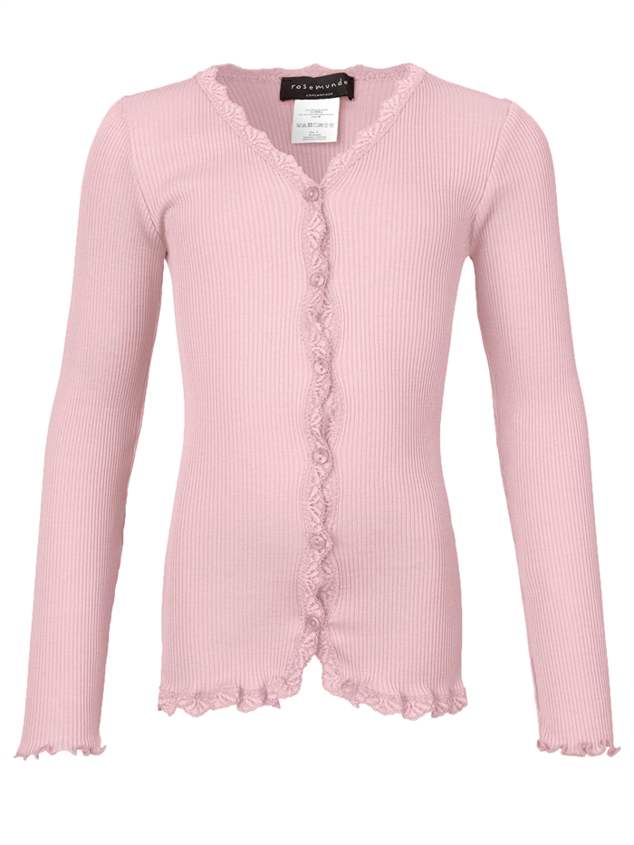 Rosemunde Silk cardigan regular ls w/ lace - Zephyr rose