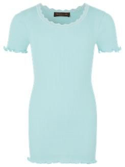 Rosemunde Silk t-shirt regular w/ lace - Caribbean sea