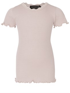 Rosemunde Silk t-shirt regular w/ lace - Soft rose