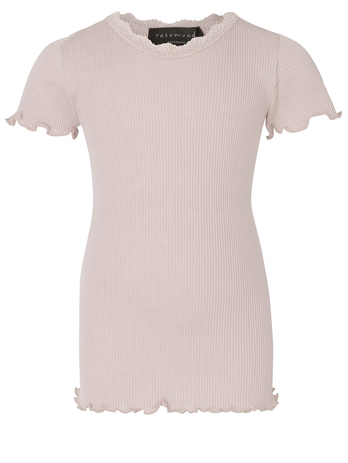 Rosemunde Silk t-shirt regular w/ lace - Light Rose