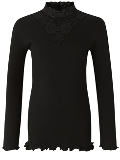 Rosemunde Organic t-shirt regular LS w/lace - Black