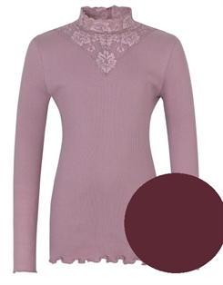 Rosemunde Organic t-shirt regular LS w/lace - Merlot