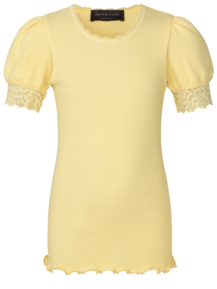 Rosemunde Organic t-shirt regular w/ lace - Vanilla yellow