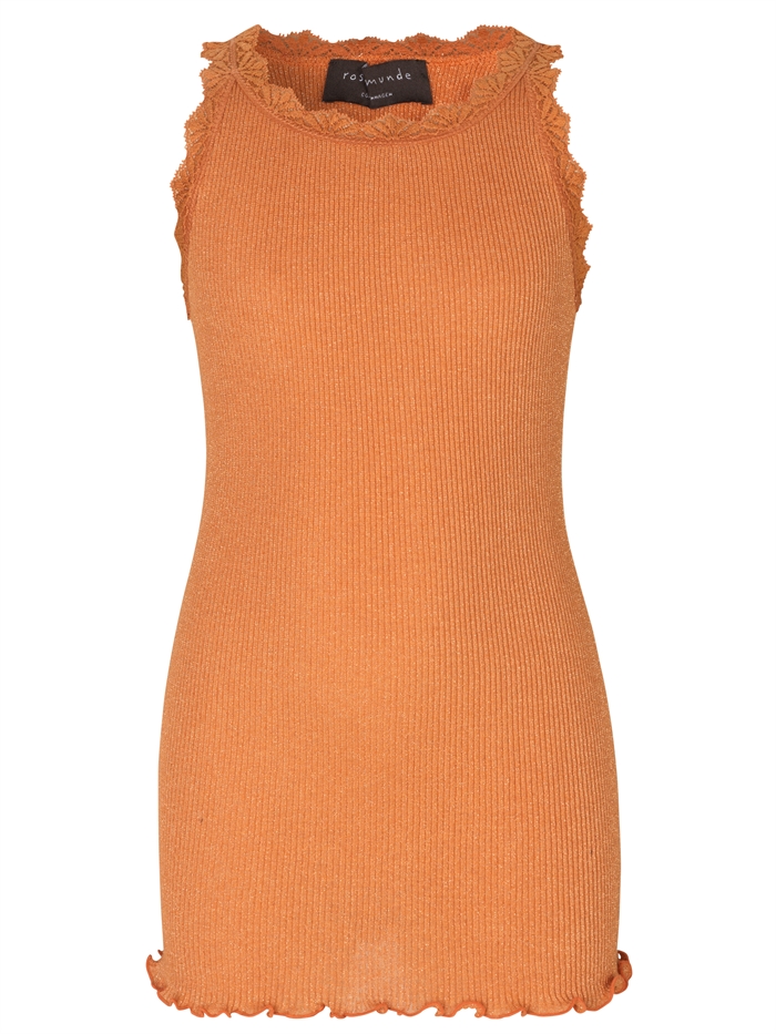 Rosemunde Silk top regular w/ lurex - Orange shine