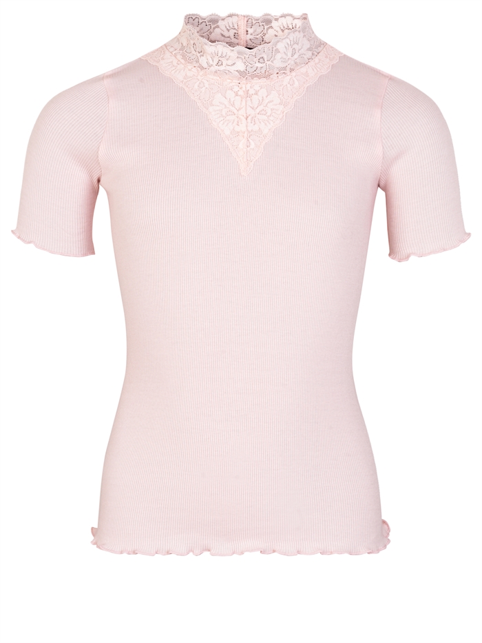 Rosemunde Organic Bernadine t-shirt regular w/ lace - Rose cloud