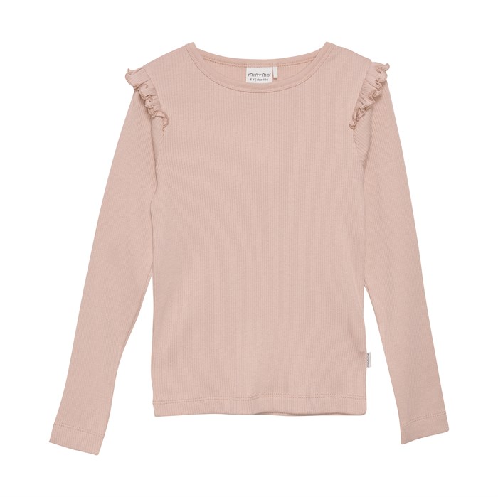 Minymo T-shirt LS rib - Misty Rose