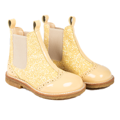 Angulus Chelsea støvlet med elastik - Yellow/Pineapple Glitter/Elastic