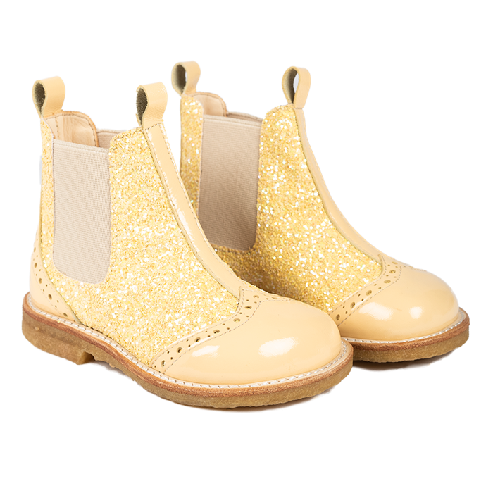 Angulus Chelsea støvlet med elastik - Yellow/Pineapple Glitter/Elastic