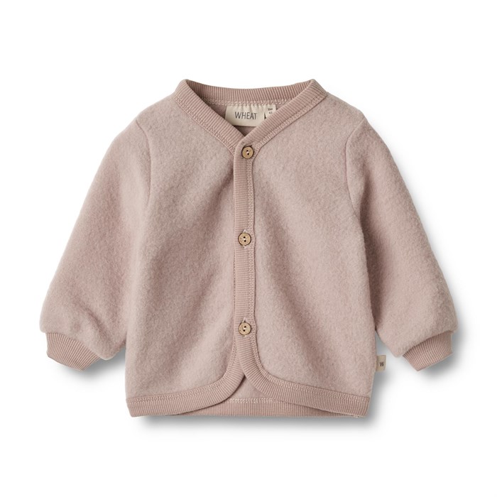 Wheat wool fleece Cardigan - Dry rose