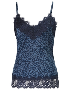 Rosemunde polyester strap top - Blue leo print