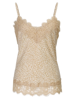 Rosemunde polyester strap top - Sand leo print