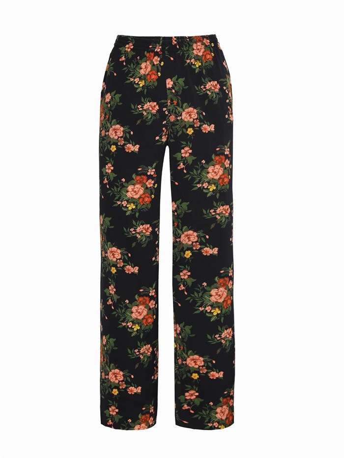 Rosemunde Trousers - Black bouquet rose print