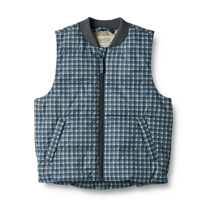 Wheat summer puffer waistcoat Andre - Blue check