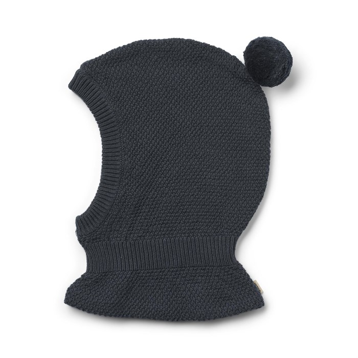 Wheat Pomi knitted balaclava - Navy