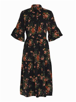 Rosemunde recycled polyester dress - Black bouquet rose print