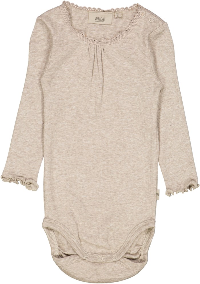 Wheat Body Rib Lace LS - Gravel melange