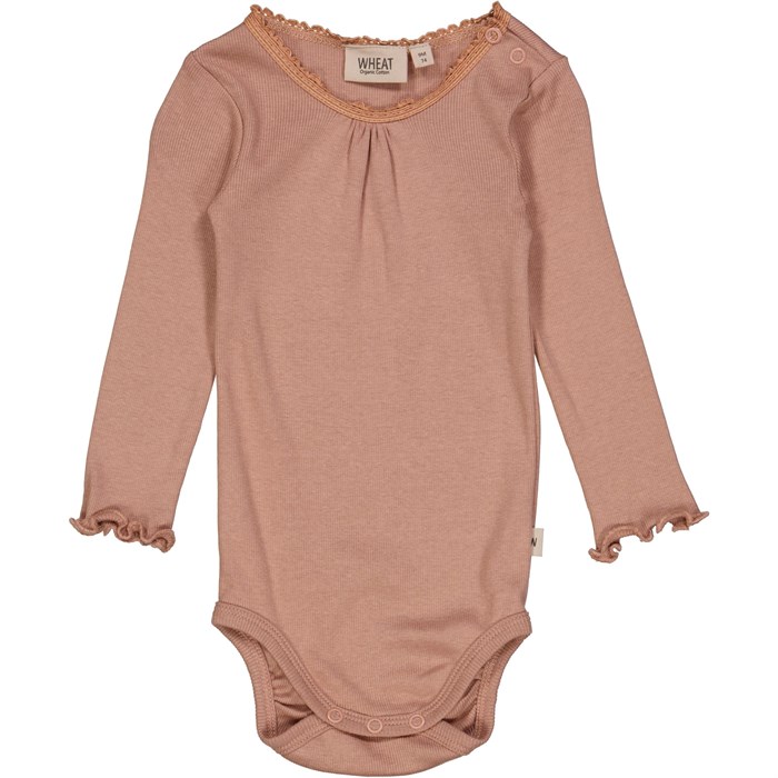 Wheat Body Rib Lace LS - Rose dawn