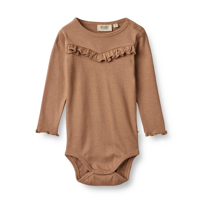 Wheat Elise Body Rib Ruffle LS - Berry dust