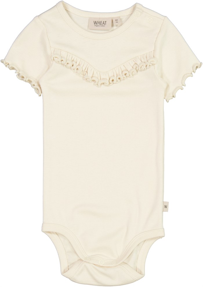 Wheat Body Rib Ruffle SS - Eggshell