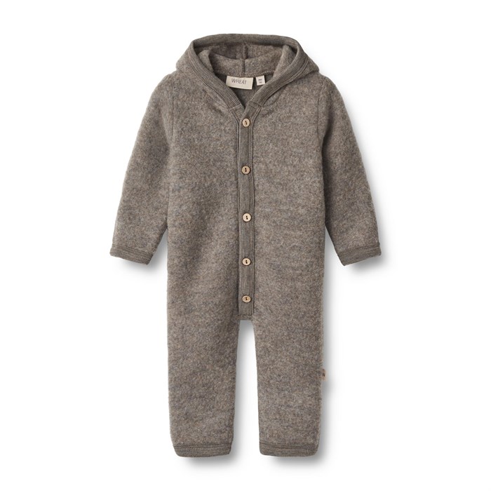 Wheat wool fleece Jumpsuit Ata - Brown melange