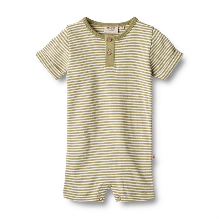 Wheat Jumpsuit Alfred SS - Sage green stripe