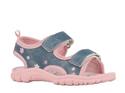 Sandal med justerbar velcro - Denim/pink