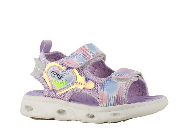 Angulus Lak Sandale mit funkelndem Glitzerdetail und Klettverschluss (schmale bis normale Passform) – Flieder/Konfetti-Glitzer