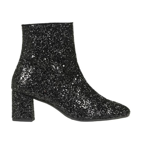 Angulus Bootie med block hæl til Mor - Black glitter